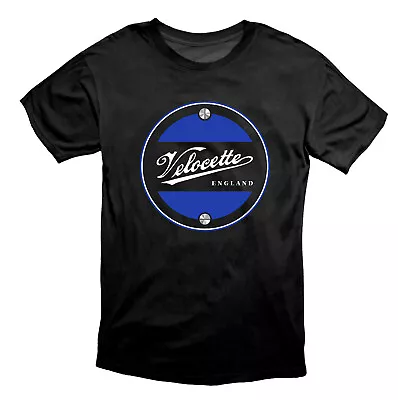 Buy Velocette England Vintage Style Motorcycle T Shirt Black - Blue  • 19.49£