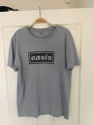 Buy Oasis Logo Faded Light Blue T-shirt Mid To Late Y2K Medium Gildan Label • 19.99£