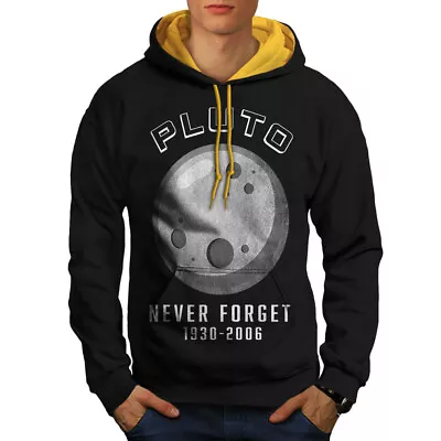 Buy Wellcoda Pluto Astronomy Funny Mens Contrast Hoodie, Grave Casual Jumper • 30.99£
