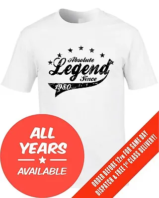 Buy Custom Birthday T-Shirt Gift Absolute Legend Since Year Of Choice 1980s 40th  • 10.99£