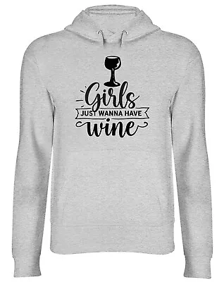Buy Girls Just Want To Have Wine Hoodie Mens Womens Red White Drink Top Gift • 17.99£