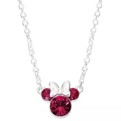 Buy Disney Minnie Mouse Sterling Silver Pink Stone Pendant Necklace - Boxed • 54.95£