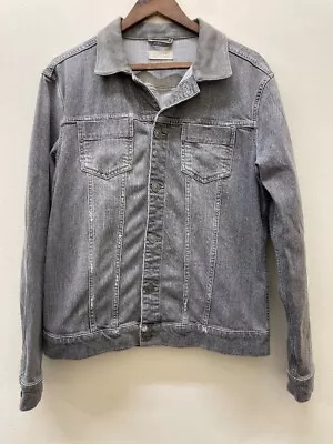 Buy ALLSAINTS Men's M Light Grey Denim Suede Leather Collar Jacket CG H17 • 9.99£