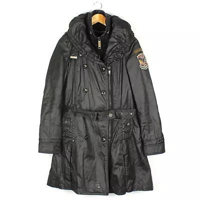 Buy KHUJO Women's Jacket Size M Insulated Black Full Zip Belted Collared S8483 • 49.95£