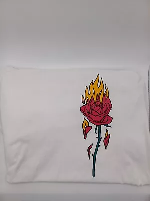 Buy VANS Men T-Shirt White Logo Flaming Rose Off The Wall Size S • 9.99£