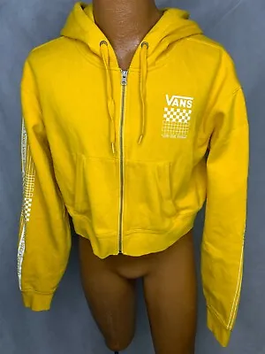 Buy Vans Women's Full-Zip, Size L, Mid-Rif Sweatshirt, Hooded, Yellow, SMALL HOLE! • 24.62£