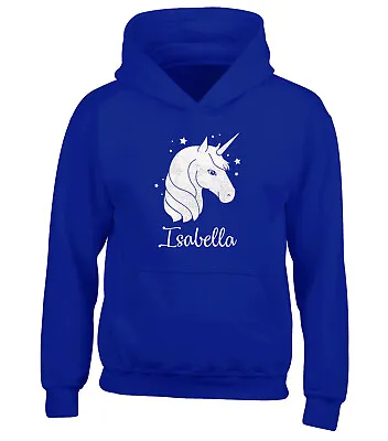 Buy Childrens Personalised Glitter Unicorn Horse Head Hoodie Riding Hoody Girls • 15.99£