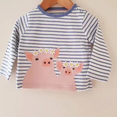 Buy New Baby Boden Pigs Top Age 0-3m Stripe Piglet Daisy Long Sleeve • 7.99£