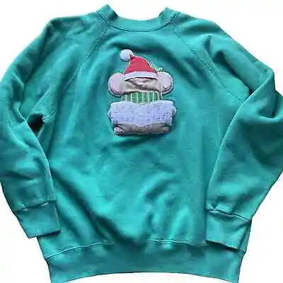 Buy Vtg Womens 3D Ugly Christmas Sweater Tacky Handmade Chorus Mouse Tag USA • 16.58£