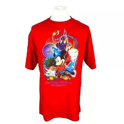 Buy Disney World T Shirt Red Large Mickey Mouse Graphic Tee Movie Cartoon Tee • 22.50£