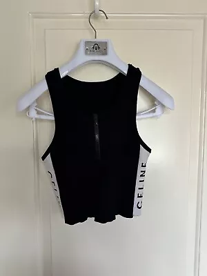 Buy Celine Paris Black Knit Athletic Zipped Crop Top Medium   • 300£