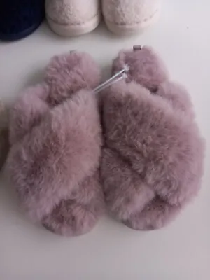 Buy F&f Pink Fluffy Faux Fur Cosy Slippers Mules Uk Size 4  • 6.50£