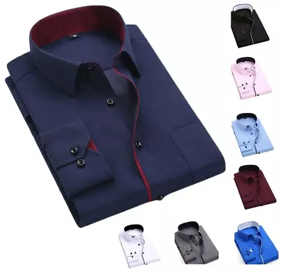 Buy New Style Men's Shirts Casual Slim Fit Shirts Long Sleeves Comfortable • 19.06£