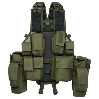 Buy Brandit Tactical Vest MOLLE Army Combat Military Paintball Carrier Holster Olive • 49.95£