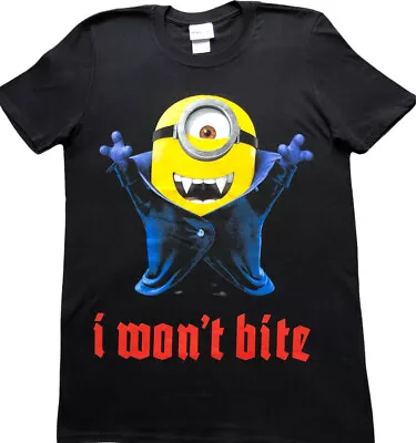 Buy Minions /Despicable Me “I Won't Bite”logo Size M T-Shirt Unisex Black NEW • 10.97£