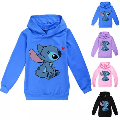 Buy Lilo And Stitch Hoodies Tops Long Sleeve Sweatshirt Kid Boy Girl Baggy Pullover • 8.49£