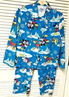 Buy Disney Flannel Pajama Set PJs Women's M Mickey Minnie Pluto Donald Horace Retro • 33.53£