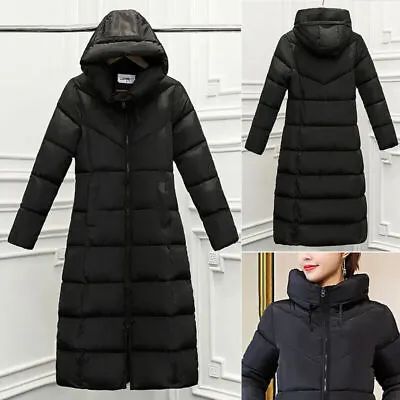 Buy Winter Womens Long Parka Quilted Knee Coat Hooded Ladies Warm Padded Jacket • 16.99£