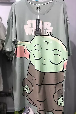 Buy Star Wars Baby Yoda Sleep T-Shirt Nightwear Pyjamas Primark 100% Cotton Size L • 19.99£