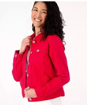 Buy Knit Patch Pocket Denim Jacket.m Red . Size Large • 9.99£
