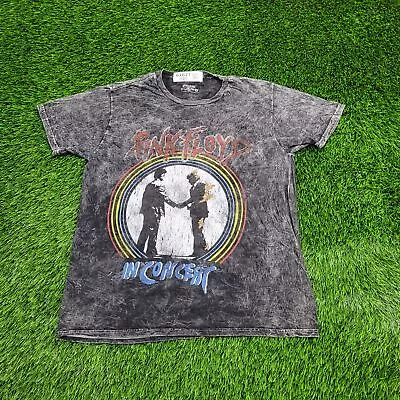 Buy Pink-Floyd Rainbow-Arch Distressed Merch Shirt Women M 20x25 Acid-Wash Black • 25.89£