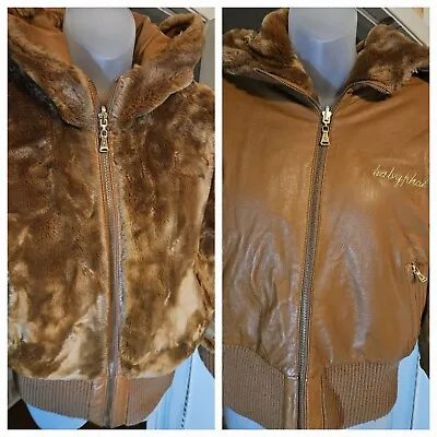Buy Baby Phat Vintage Reversible Jacket Brown Leather/Faux Fur Hood Zip Pockets L • 132.25£