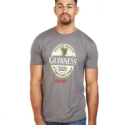 Buy Official Guinness Mens Label T-shirt Grey S - XXL • 13.99£