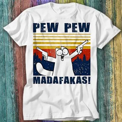 Buy Pew Pew Madafakas Design Cat Drawing T Shirt Top Tee 288 • 6.70£