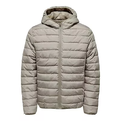 Buy Only & Sons Mens Quilted Jacket Bron Hood Long Sleeve Outwear • 19.99£