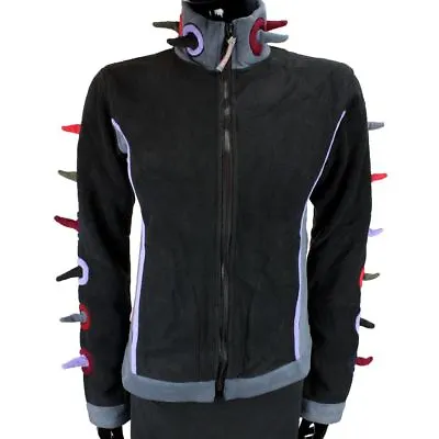Buy Spike Fleece Jacket Emo Goth Cyber Punk Spikey Festival Black & Multicolour • 19.90£