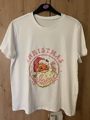 Buy Christmas Snow White T-Shirt Size XL Christmas Vibes Santa In Magic Pink NEW • 4.99£