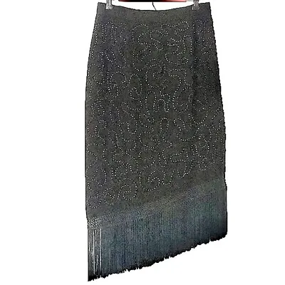 Buy St. Anthony Evening Plus Sz 22W Black Dressy Beaded & Assymetrical Fringe Skirt • 23.04£
