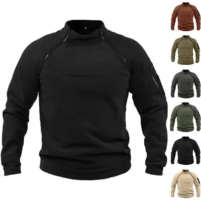 Buy Mens Fleece Jumper Tactical Army Military Sweatshirt Winter Work Combat T Shirt • 4.29£
