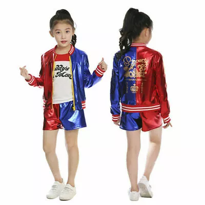 Buy Costum Suicide Squad Harley Quinn Cosplay Party Fancy Jacket Halloween Kids/Girl • 19.99£