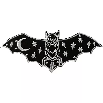 Buy Bat Patch Iron Sew On Clothes Fancy Dress Costume Gothic Black Embroidered Badge • 2.79£