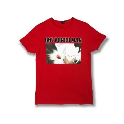 Buy One Punch Man Japanese Anime Red Big Graphic Crew Neck T Size Medium • 10£