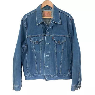 Buy Levis Blue Denim Jacket Large Jean Biker Trucker Jacket 70550 04 Red Tab Button • 39.99£