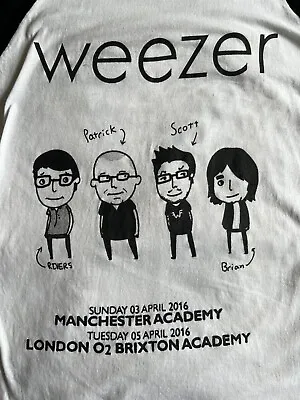 Buy WEEZER T-Shirt XL 2016 Tour Black White Long Sleeve RARE IMMACULATE • 53.95£