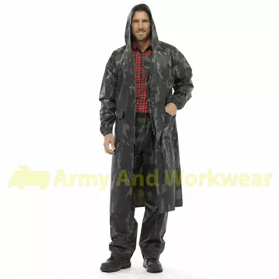 Buy Mens Long Waterproof Hooded Lightweight Rain Coat Outdoor Jacket Raincoat Dry • 9.99£