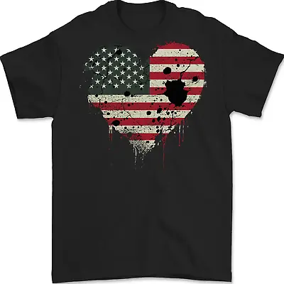Buy Love USA Flag Independence Day American Mens T-Shirt 100% Cotton • 8.49£