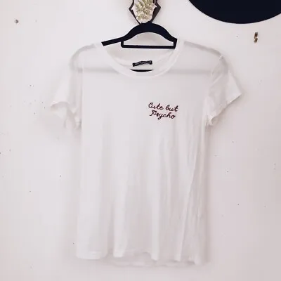 Buy Brandy Melville Cute But Psycho T-shirt. Vintage Feel. Embroidered. One Size.  • 25£