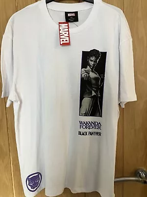 Buy OFFICIAL Men’s - Black Panther Wakanda Forever Marvel White T-Shirt -Size Large • 9.99£