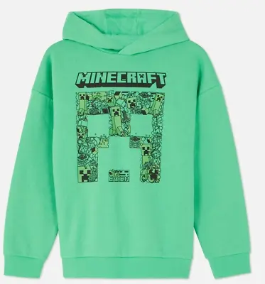 Buy Boy Minecraft Hoodie Sweater Jumper Green Ages 12-13 Years • 17.99£
