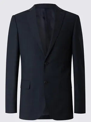 Buy M&S Mens Luxury WOOL Jacket  40in Chest Long RRP£130 Navy Blazer Tailored Fit • 24.99£