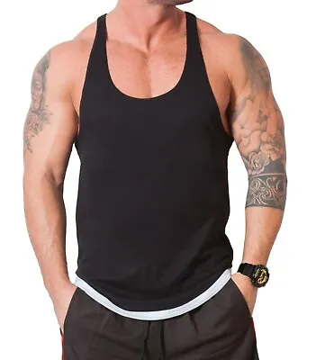 Buy Mens Gym Vest Racerback Bodybuilding Muscle Stringer Tank Top Bodybuilding Vest • 7.99£