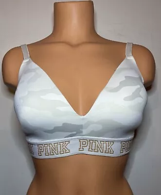 Buy Pink Victoria's Secret Wear Everywhere  Camo Wireless Bra Size 34DD • 15.43£