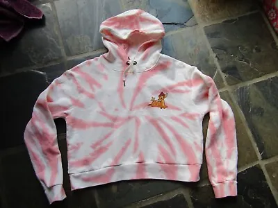 Buy Disney Size L Ladies Pink & White Hoodie With Bambi On Front • 15.61£