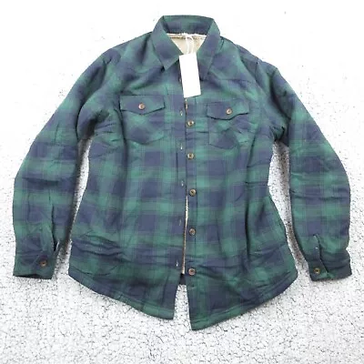 Buy ThCreasa Womens Sherpa Lined Flannel Jacket With Hand Pockets Green Plaid NWT • 24.08£