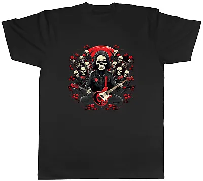Buy Skeleton Music Band Mens T-Shirt Rock N Roll Roses Guitar Tee Gift • 8.99£