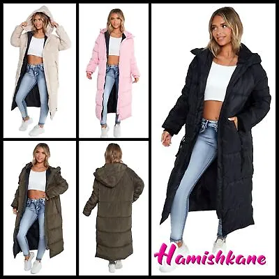 Buy Womens Ladies Hooded Maxi Long Coat Zipper Puffer Padded Longline Winter Jacket • 38.43£